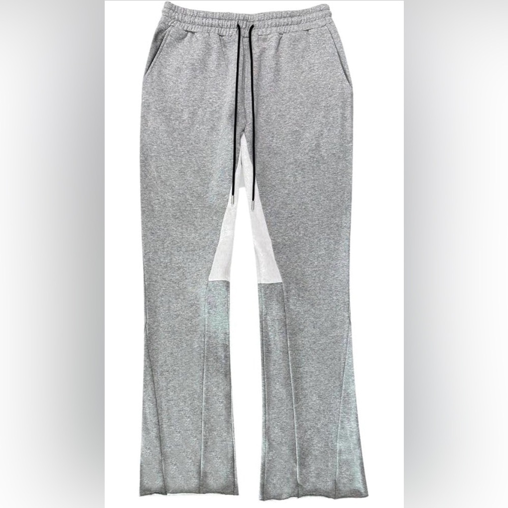 ANANKE Gray Spliced Colorblock Loose Fit Wide Leg Drawstring Sweatpants
